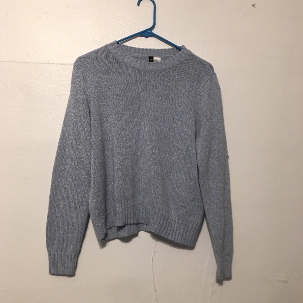 H&M Divided Knit Sweater Scoop Neck Light Blue & White Size Médium - Picture 2 of 13